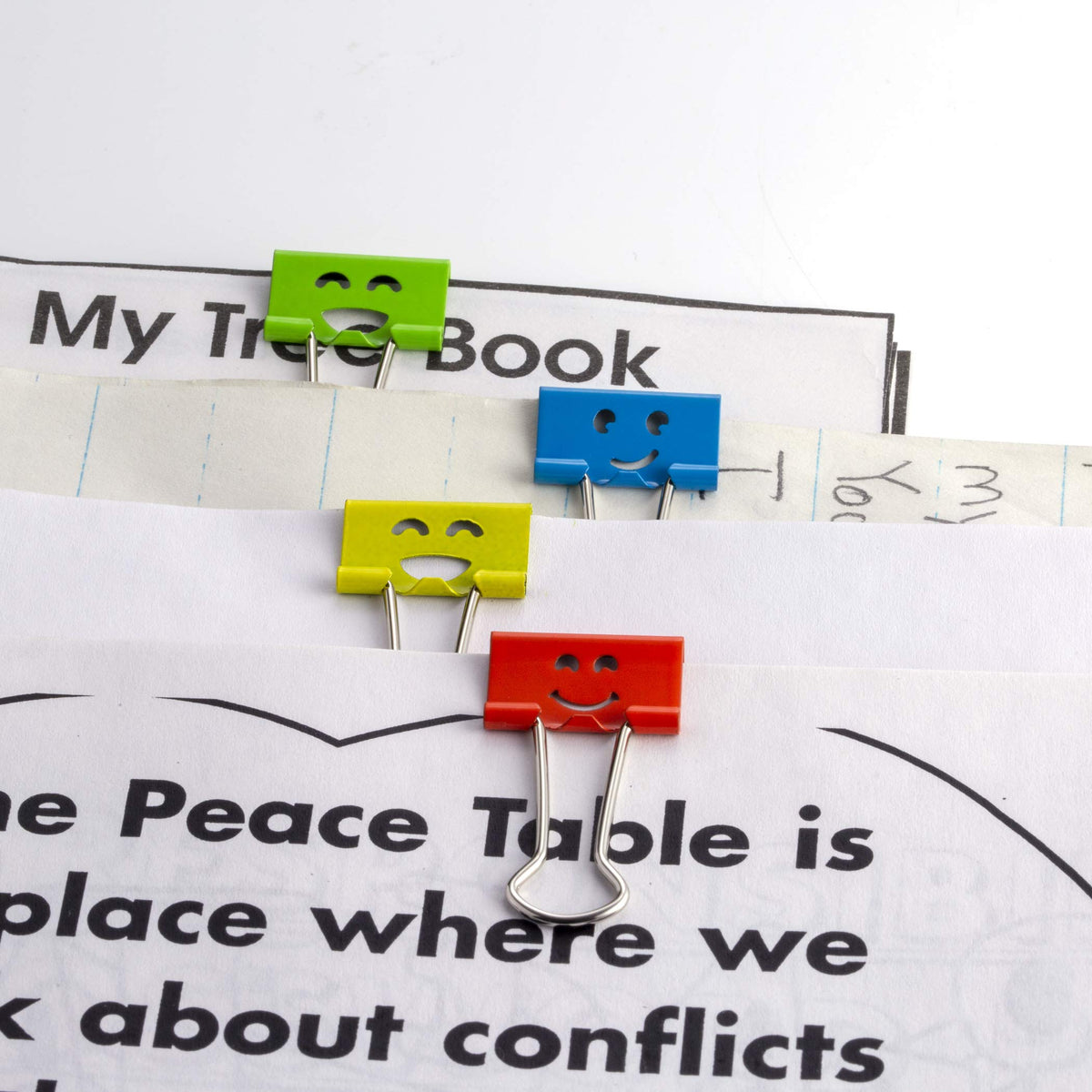 Officemate Happy Smiling Face Binder Clips, Small Size, 42 in Pack, Comes in Assorted Colors (31090)