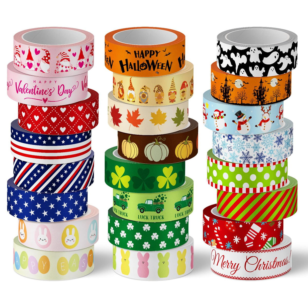 Whaline 24 Rolls Holiday Washi Tapes Easter Bunny Egg Rabbit Making Tape 15mm St Patrick's Day