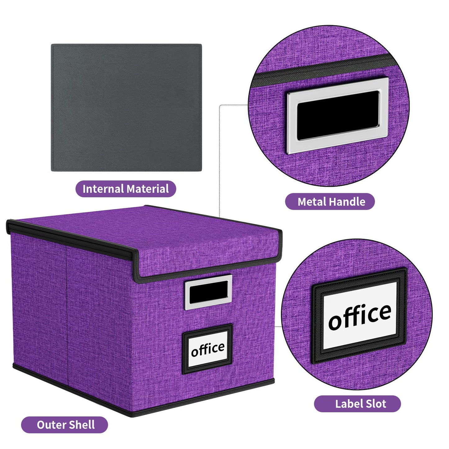 Huolewa File Organizer Box with Lids, Collapsible File Folder Organizer