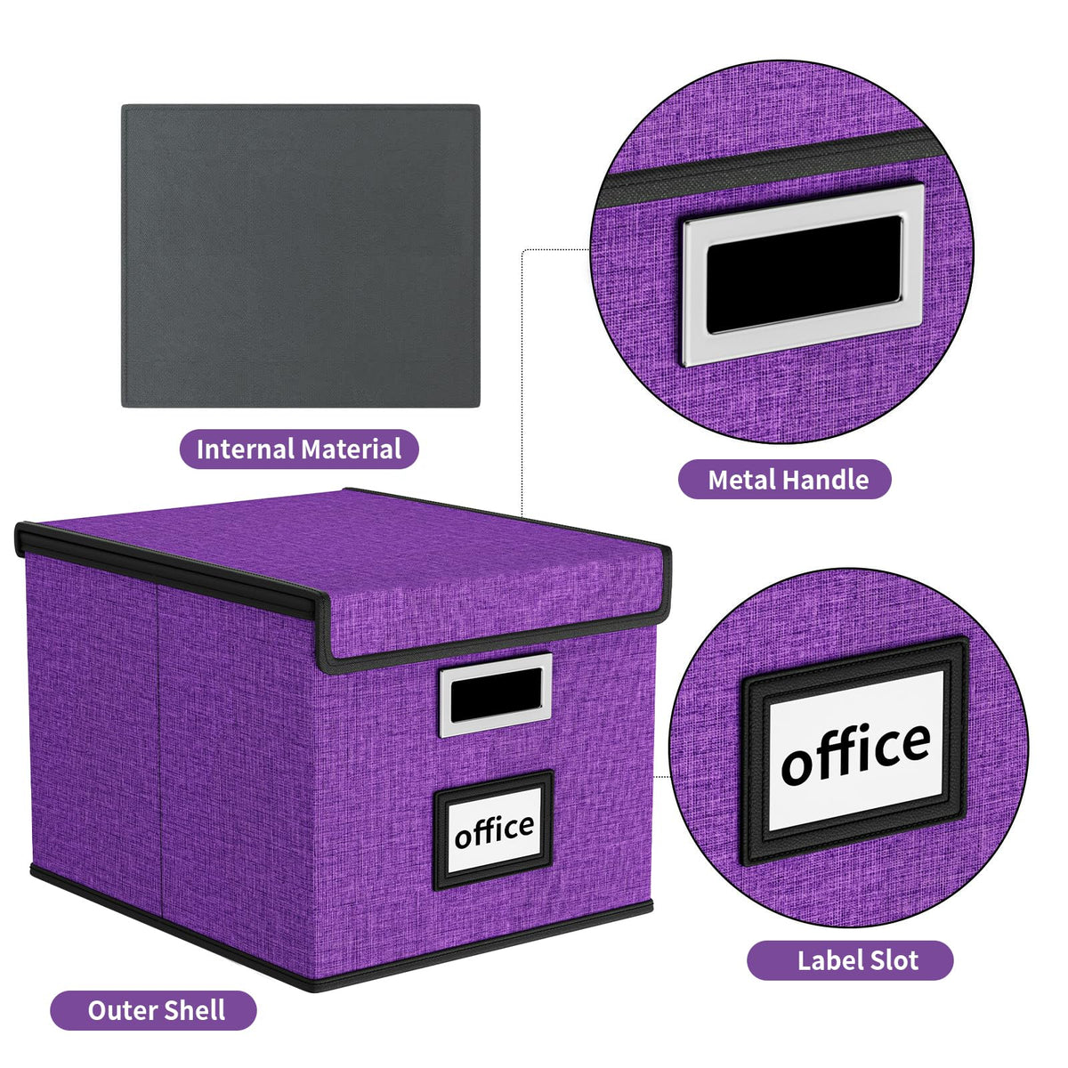 Huolewa File Organizer Box with Lids, Collapsible File Folder Organizer