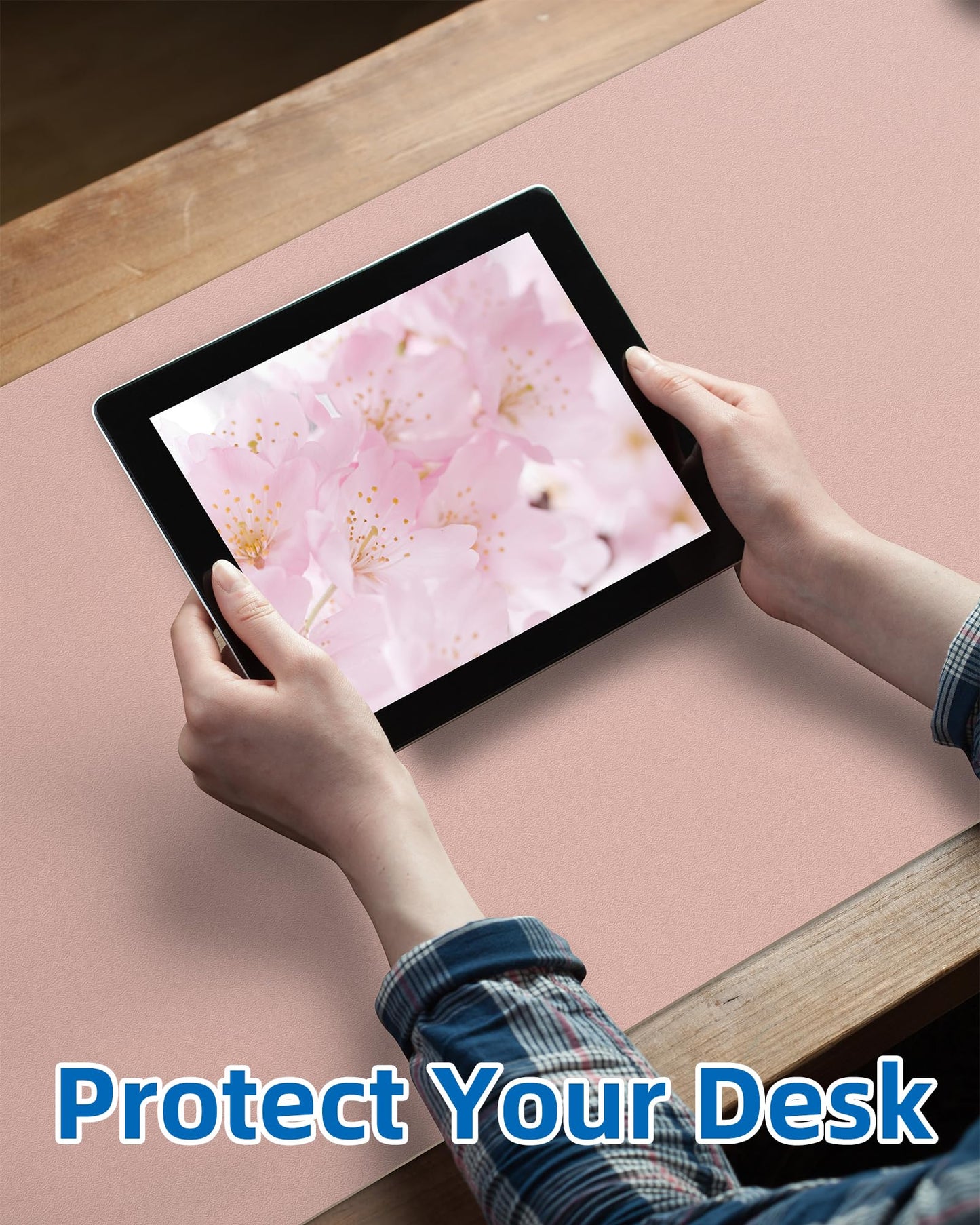 Makeup Mat for Vanity, PU Leather Desk Pad Blotter,Waterproof & Oilproof Desk Protector, Easy Clean