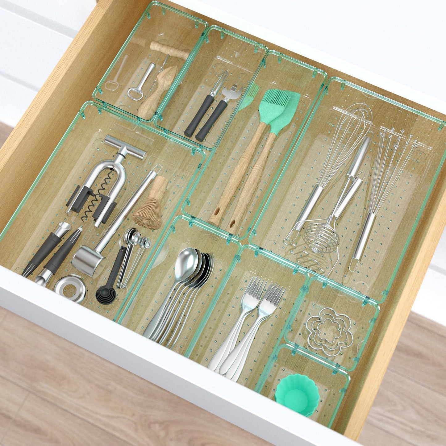 33 PCS Plastic Drawer Organizers Set, 4 Size Desk Drawer Organizer Trays