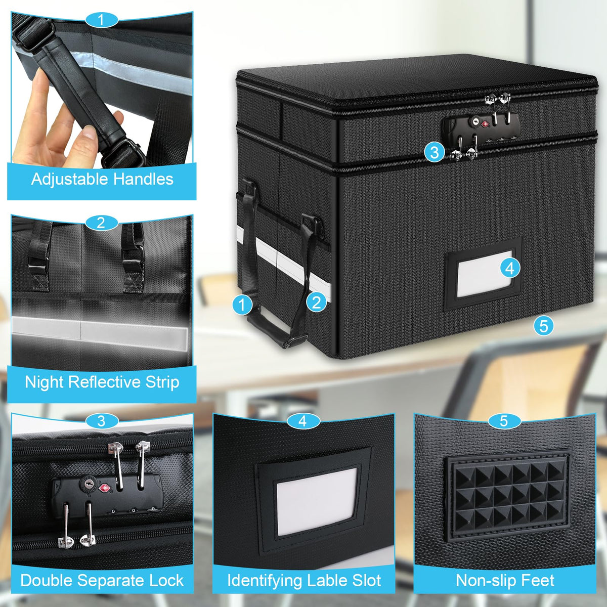 RHM 2 Layer Fireproof Document Box with Lock for Letter/Folder/Certificate