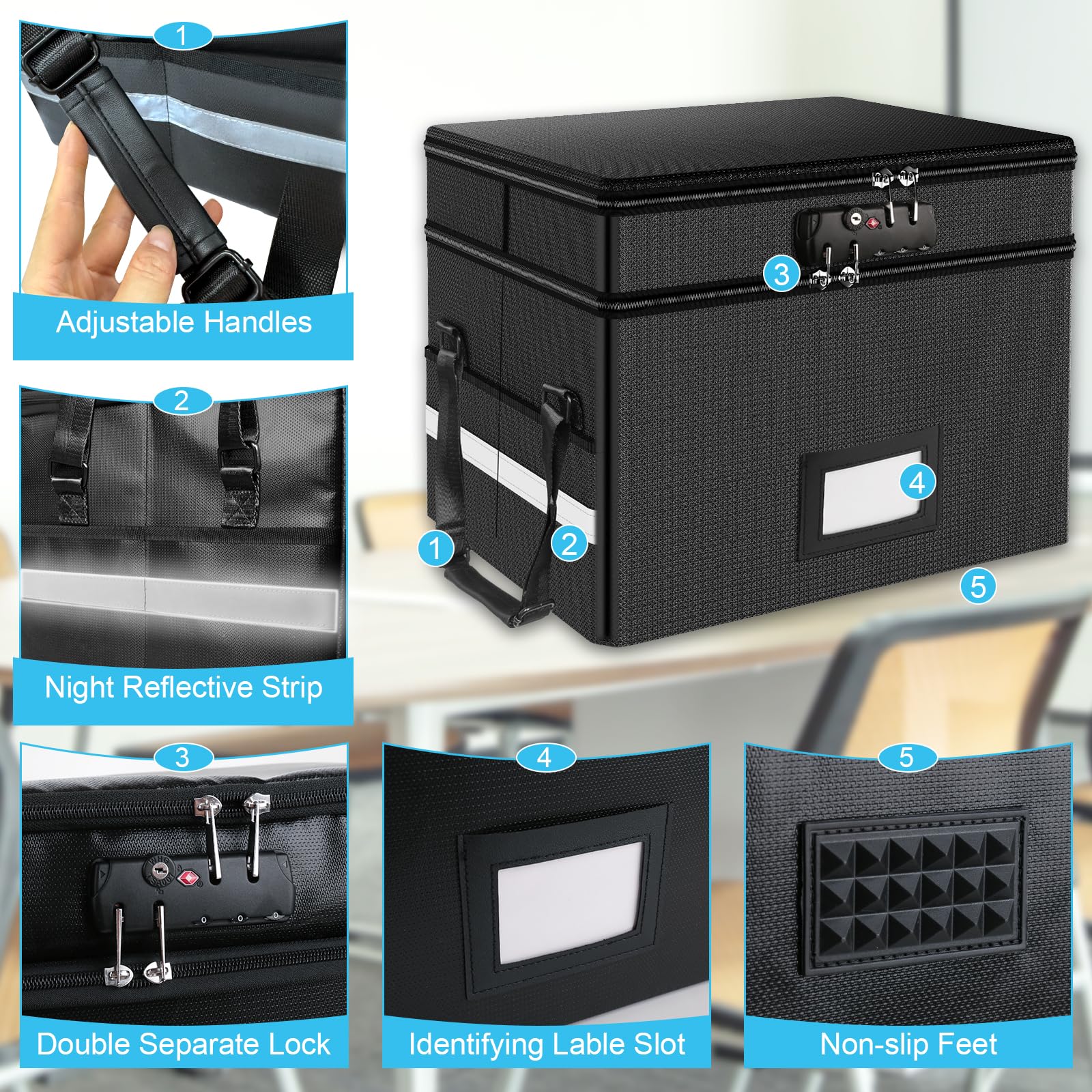 RHM 2 Layer Fireproof Document Box with Lock for Letter/Folder/Certificate