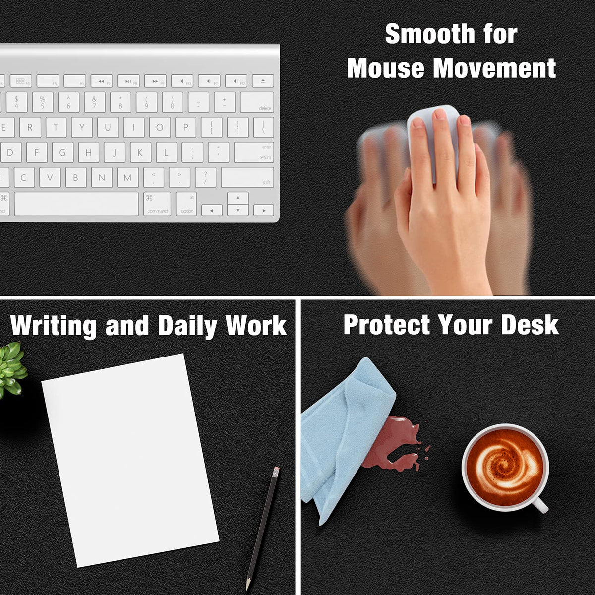 Hsurbtra Desk Pad, 35.5" x 17" PU Leather Desk Mat, XXL Extended Mouse Pad, Waterproof Desktop