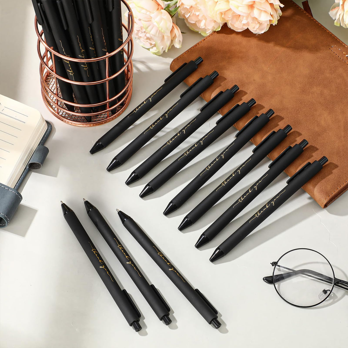 Dispowreath 200 Pcs Thank You Pen Bulk Cute Server Ballpoint, Black