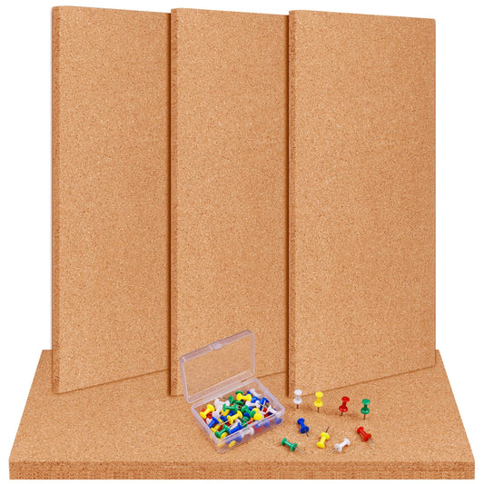 TUPARKA 6 Pack Cork Board Bulletin Boards 17"x8" - 1/4" Self-Adhesive Corkboards for Wall With 100