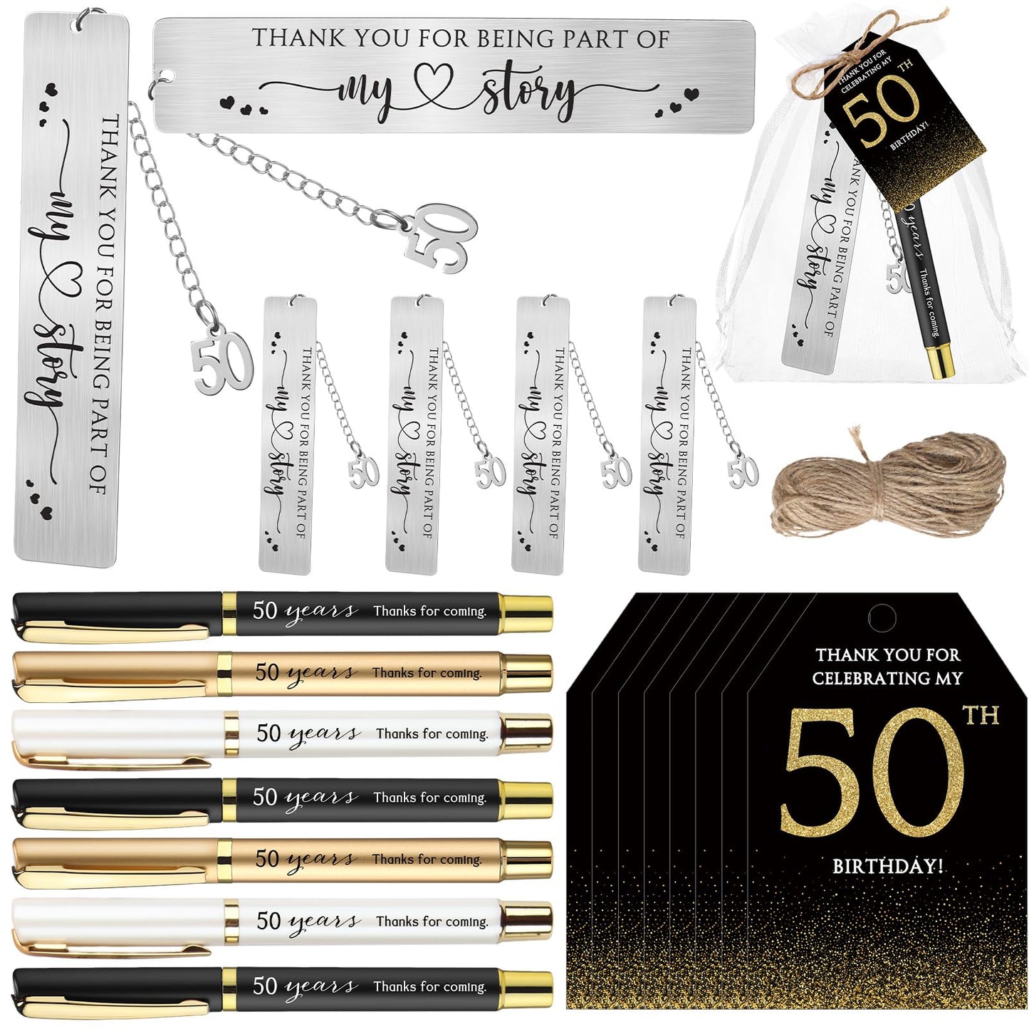 Sinload 25 Sets Birthday Favors for Guests 25 Thanks for Coming Ballpoint Pens 25 Metal Bookmarks