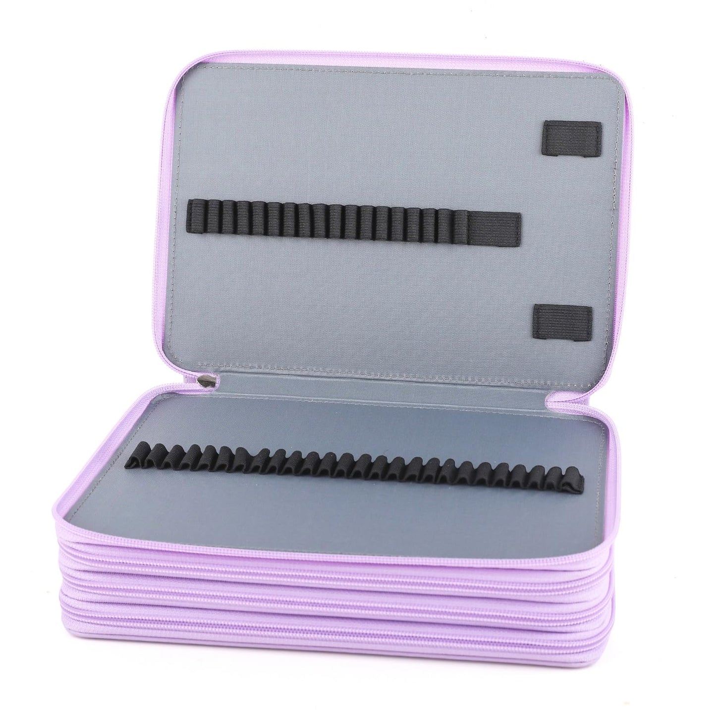 Vomgomfom 252 Slots Pencil Case 5-Layer PU Leather, Handle, Purple