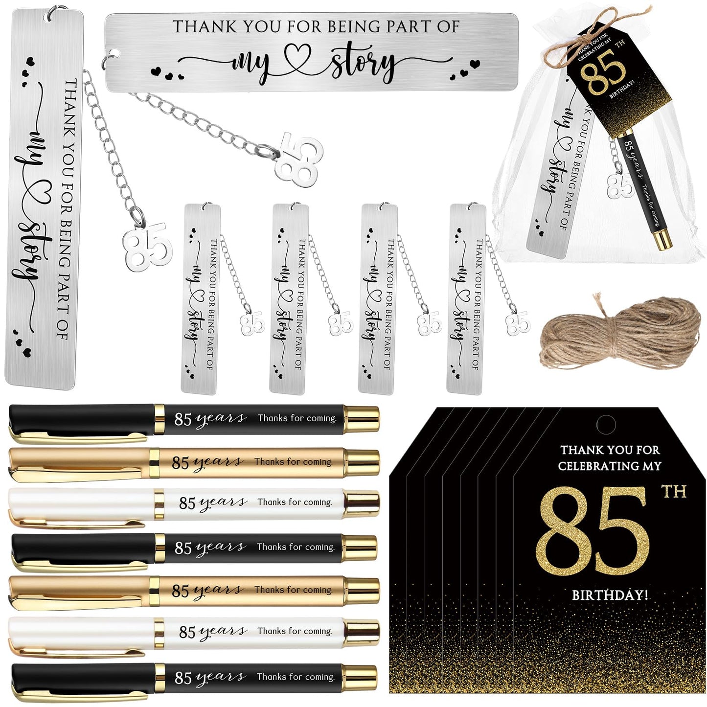 Sinload 25 Sets Birthday Favors for Guests 25 Thanks for Coming Ballpoint Pens 25 Metal Bookmarks