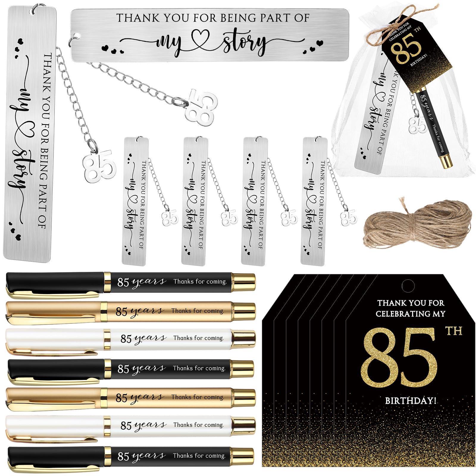 Sinload 25 Sets Birthday Favors for Guests 25 Thanks for Coming Ballpoint Pens 25 Metal Bookmarks