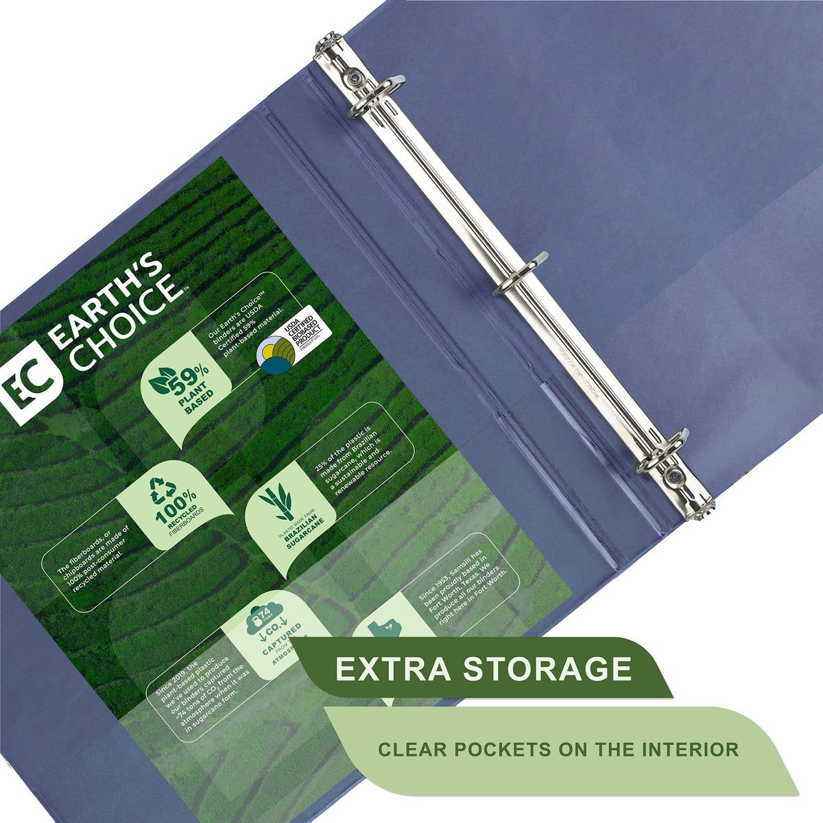 Samsill Plant-Based 0.5 Inch Durable D-Ring, View Binder, Eco-Friendly, USDA Certified Biobased, 4