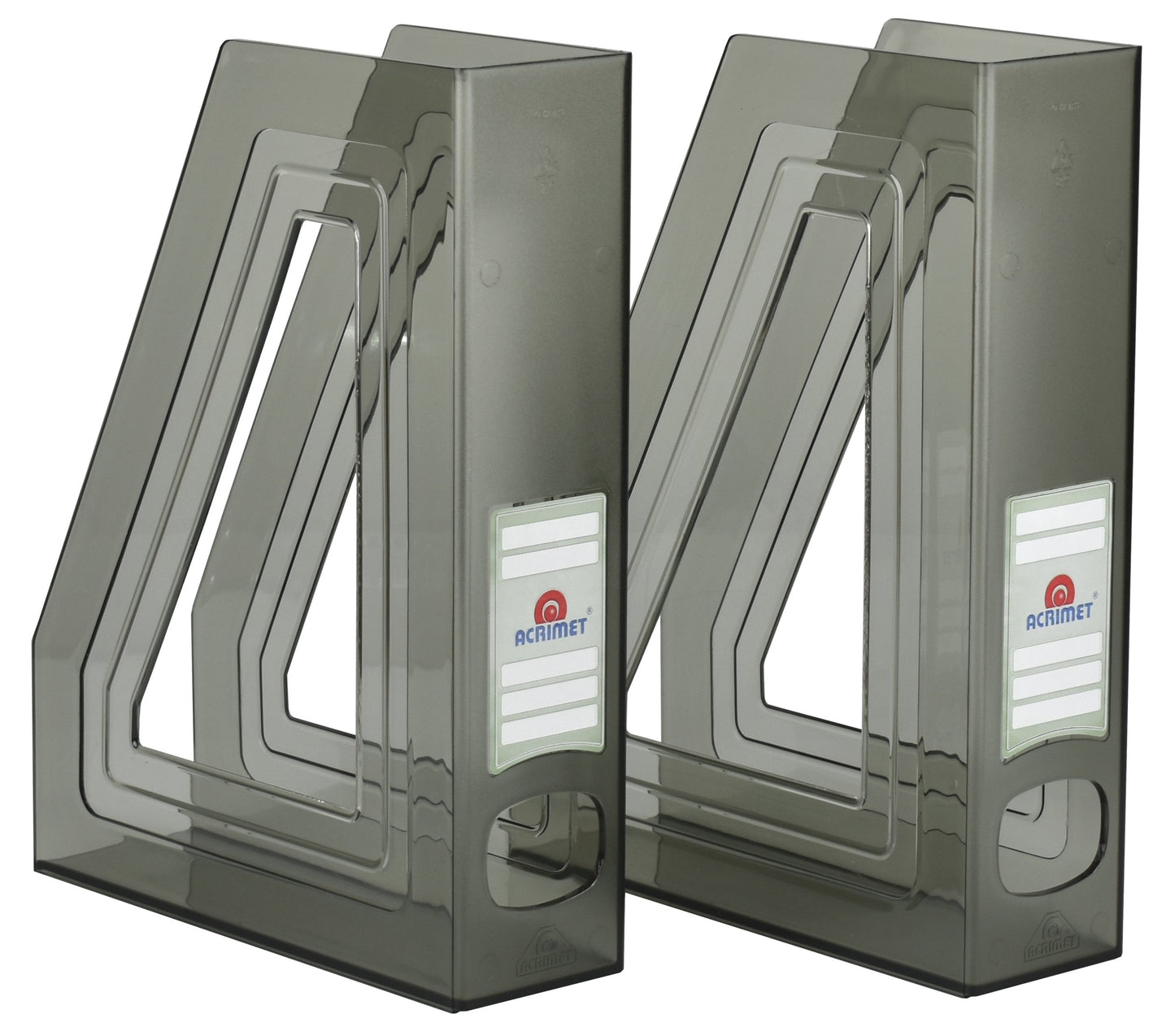 Acrimet Magazine File Holder, Vertical Desk Organizer, Clear Gray, 2 Pack