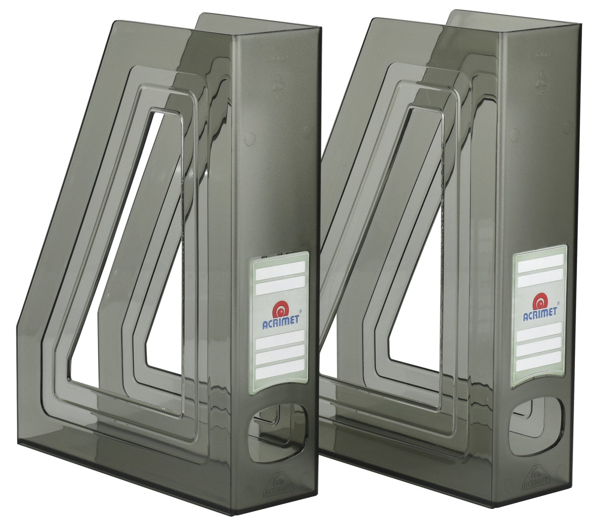 Acrimet Magazine File Holder, Vertical Desk Organizer, Clear Gray, 2 Pack