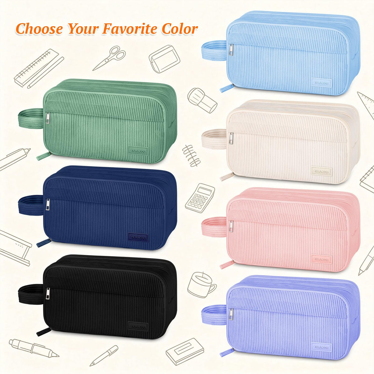 YILANCOL Cute Big Pencil Case Pouch Bag with Handle for Teen Girls Boy Gift