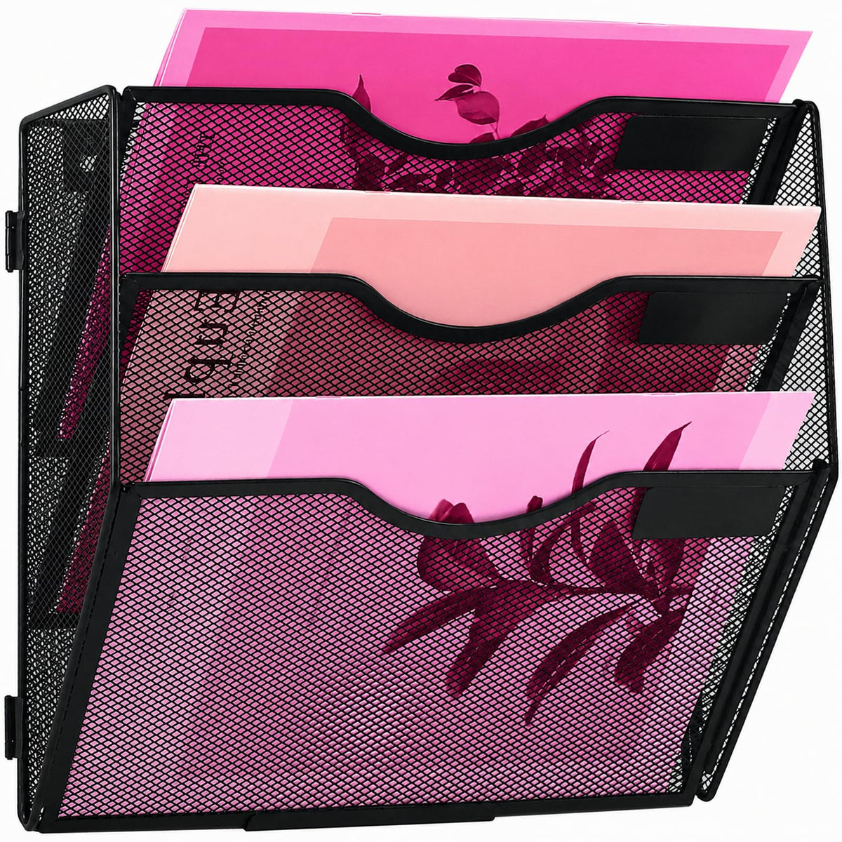 ideallife 3 Pockets Mesh Wall File Holder Organizer Office Hanging File Folder Magazine Rack