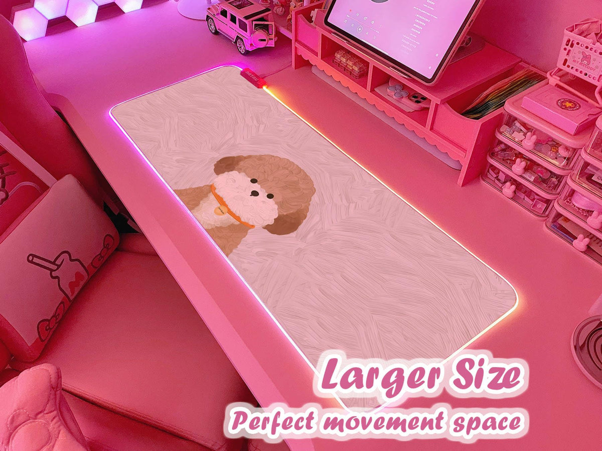 JMIYAV Pink RGB Gaming Mouse Pad 31.5x12 Inch PC XL Large Extended Glowing Led Light Up Desk Pad