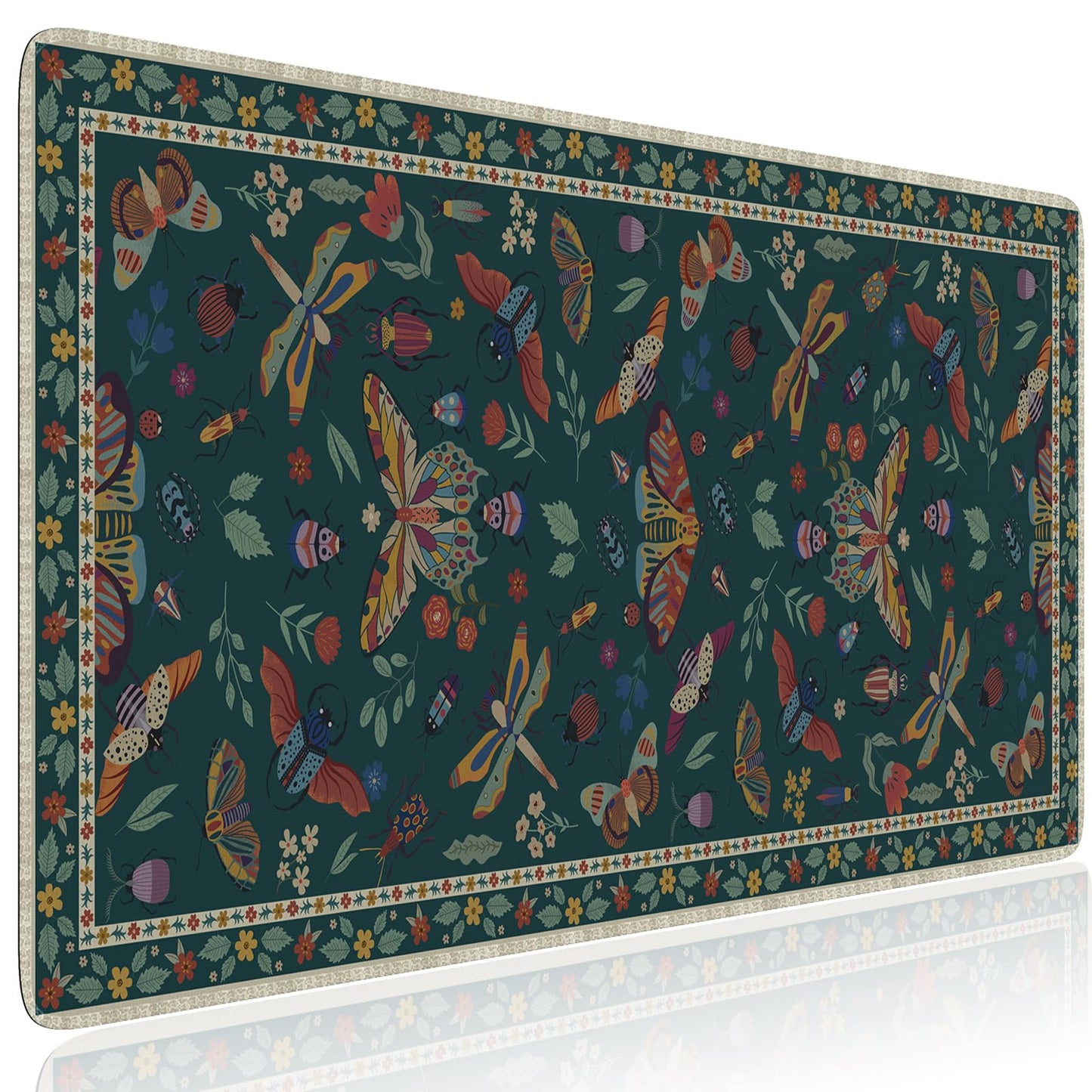 HAOCOO Large Desk Matt for Desktop, Floral Computer Pad(Dark Green)