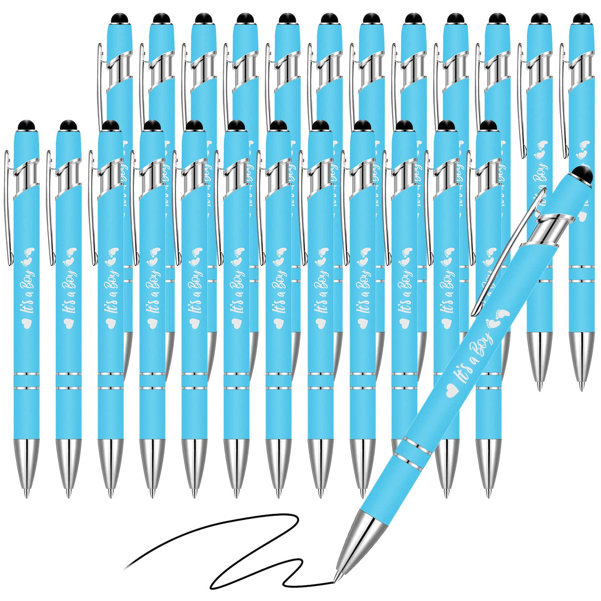 Geyee 24 Pcs It's a Boy Pen Shower Pen Blue Baby Ballpoint Pens