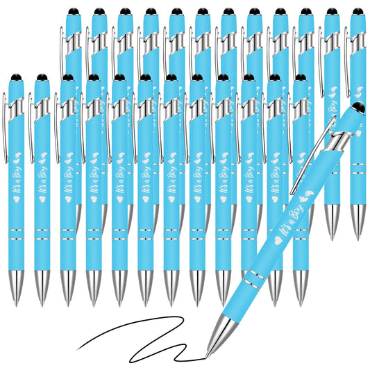 Geyee 24 Pcs It's a Boy Pen Shower Pen Blue Baby Ballpoint Pens
