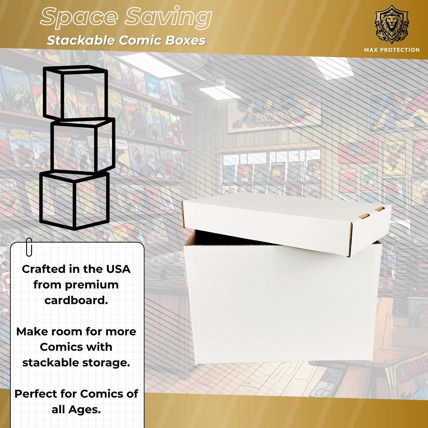 Max Protection Comic Book Storage Short Boxes - 3-Pack