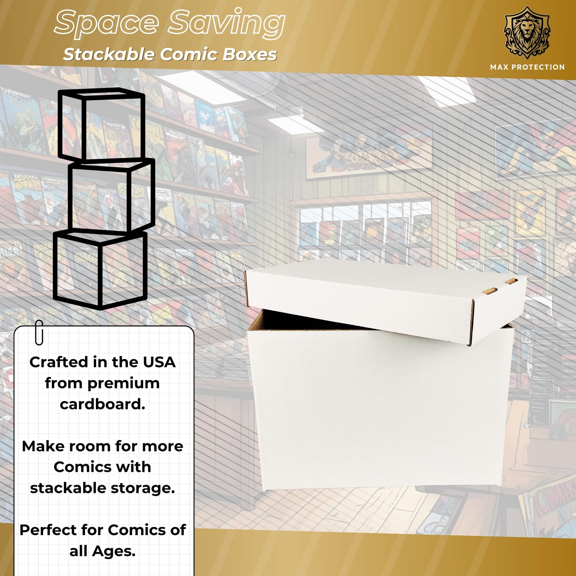Max Protection Comic Book Storage Short Boxes - 2-Pack