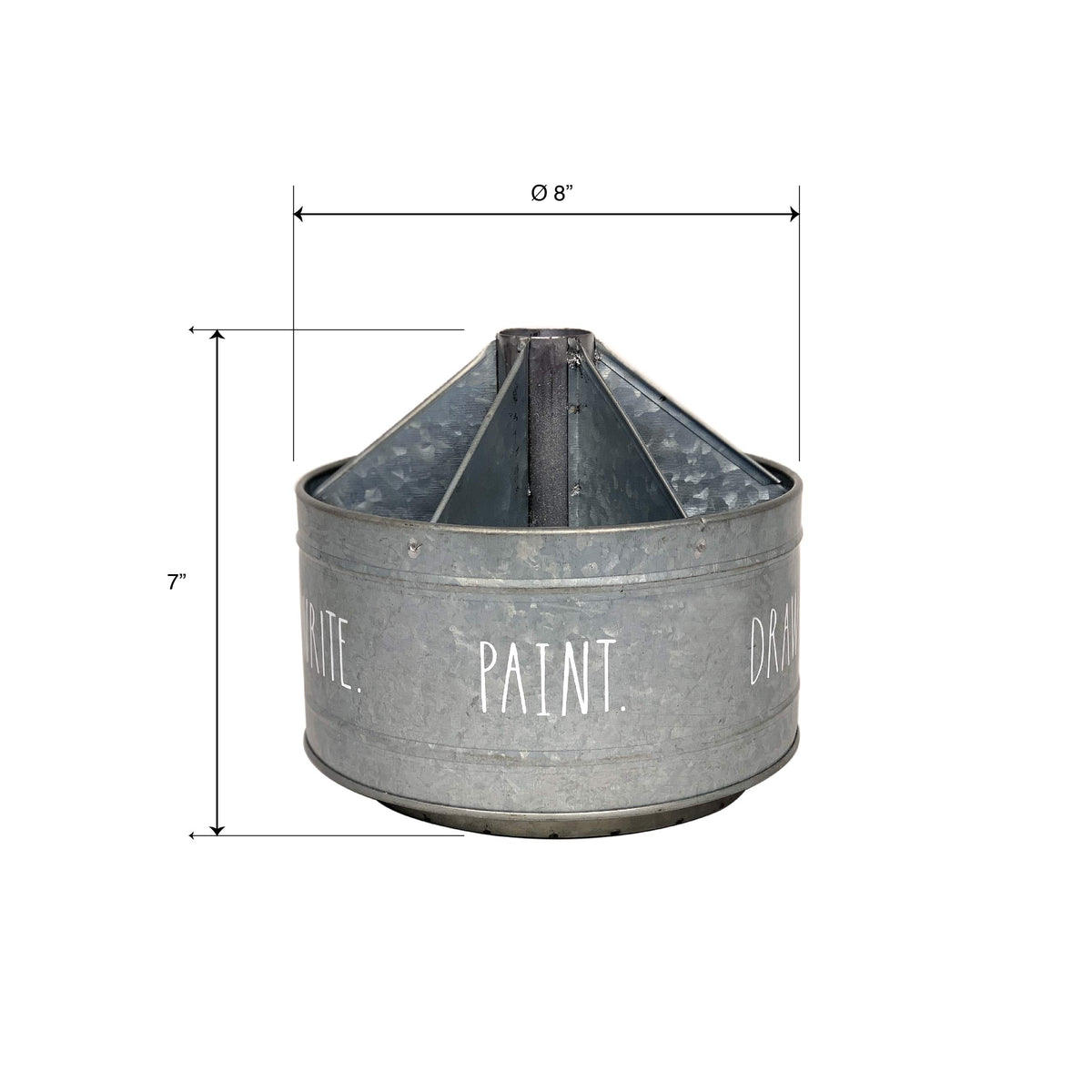 Rae Dunn Rotating Decorative Organizer – Galvanized Steel Desktop Stationary Spinner Holder - 6