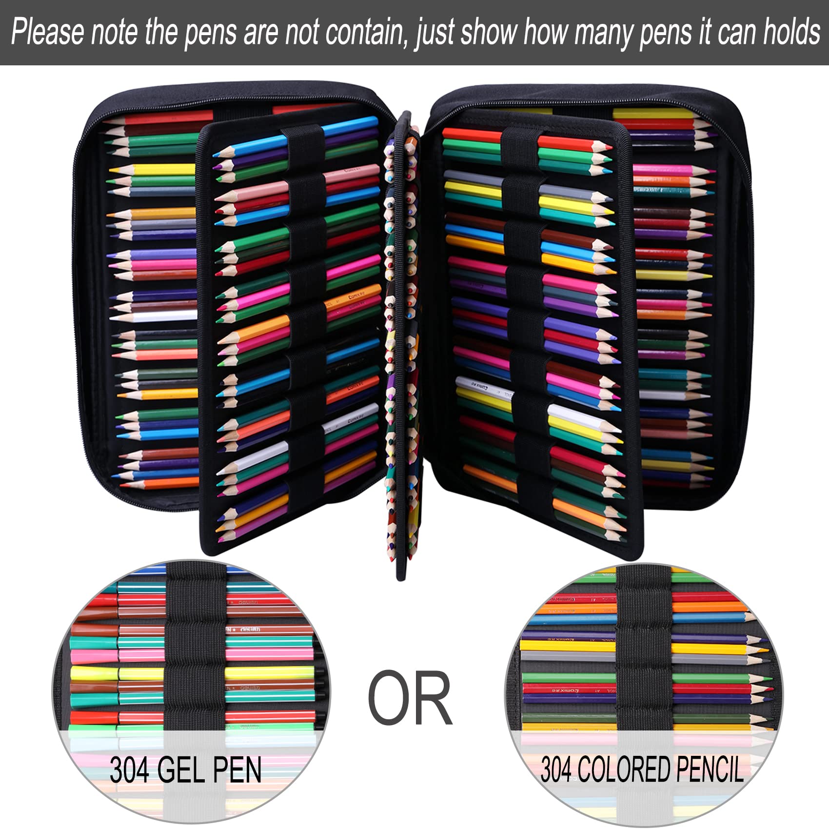 BOMKEE Large Capacity Pencil Case for Adults, 304 Slots Pen Case Pencil Case Multi Compartments