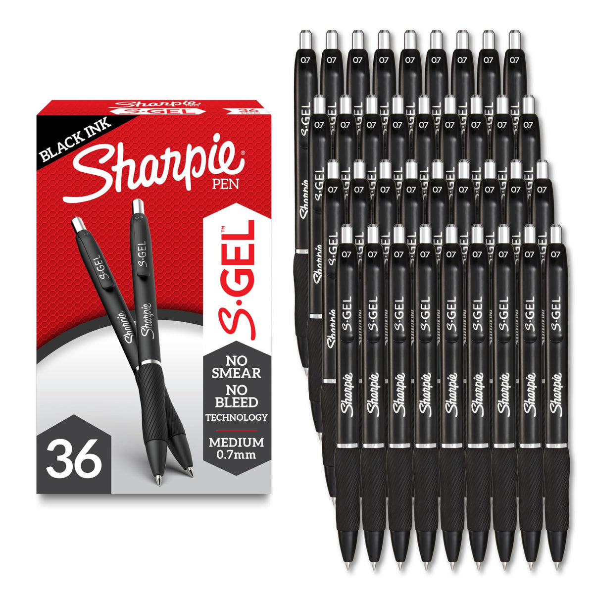 Sharpie S-Gel Pens, Medium Point (0.7mm), Black Gel Ink, 36 Count - Writing, Note-Taking, Office