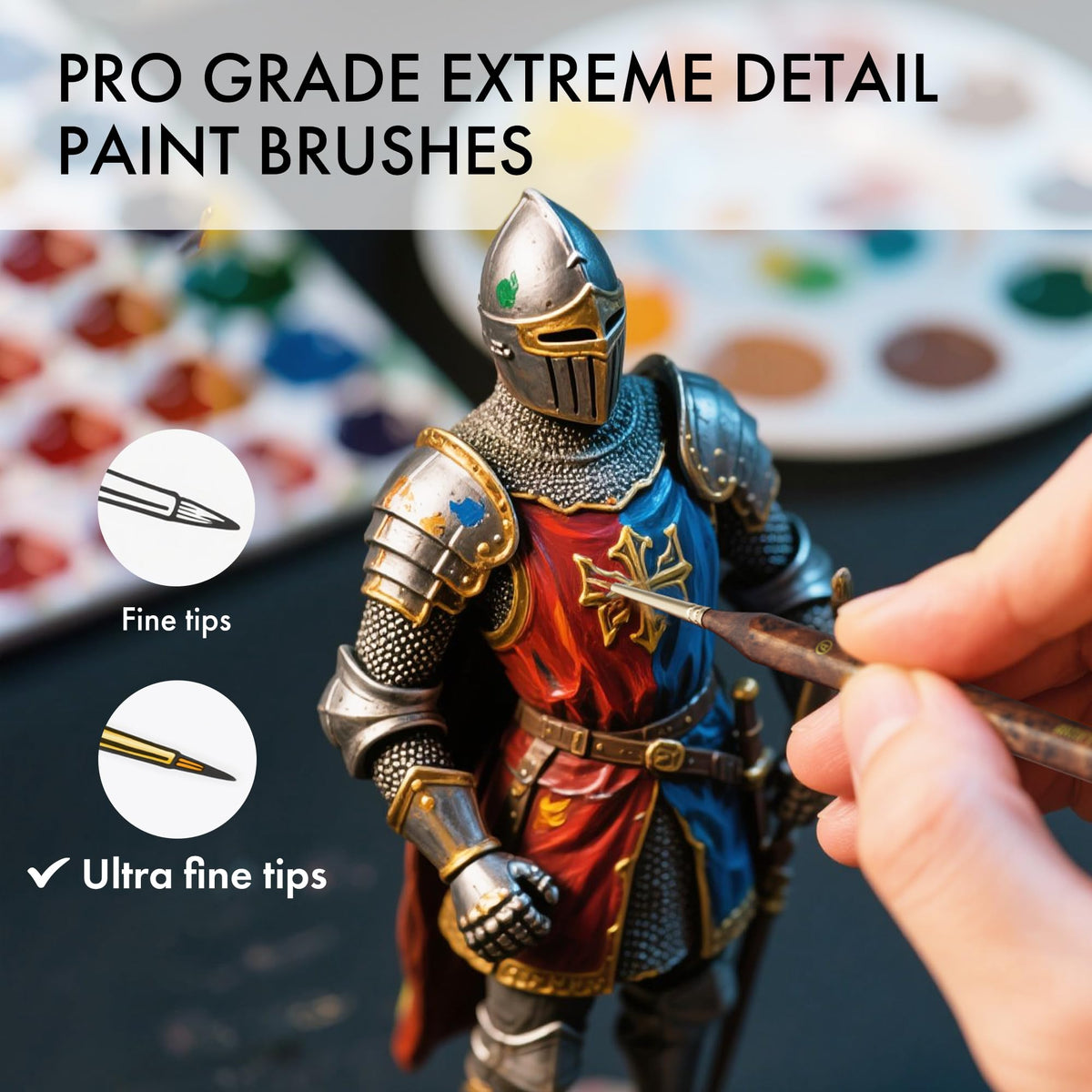 Artify Extreme Detail Paint Brushes Set, 10pcs Multi-Shape Fine Detail Brushes with Portable Bag