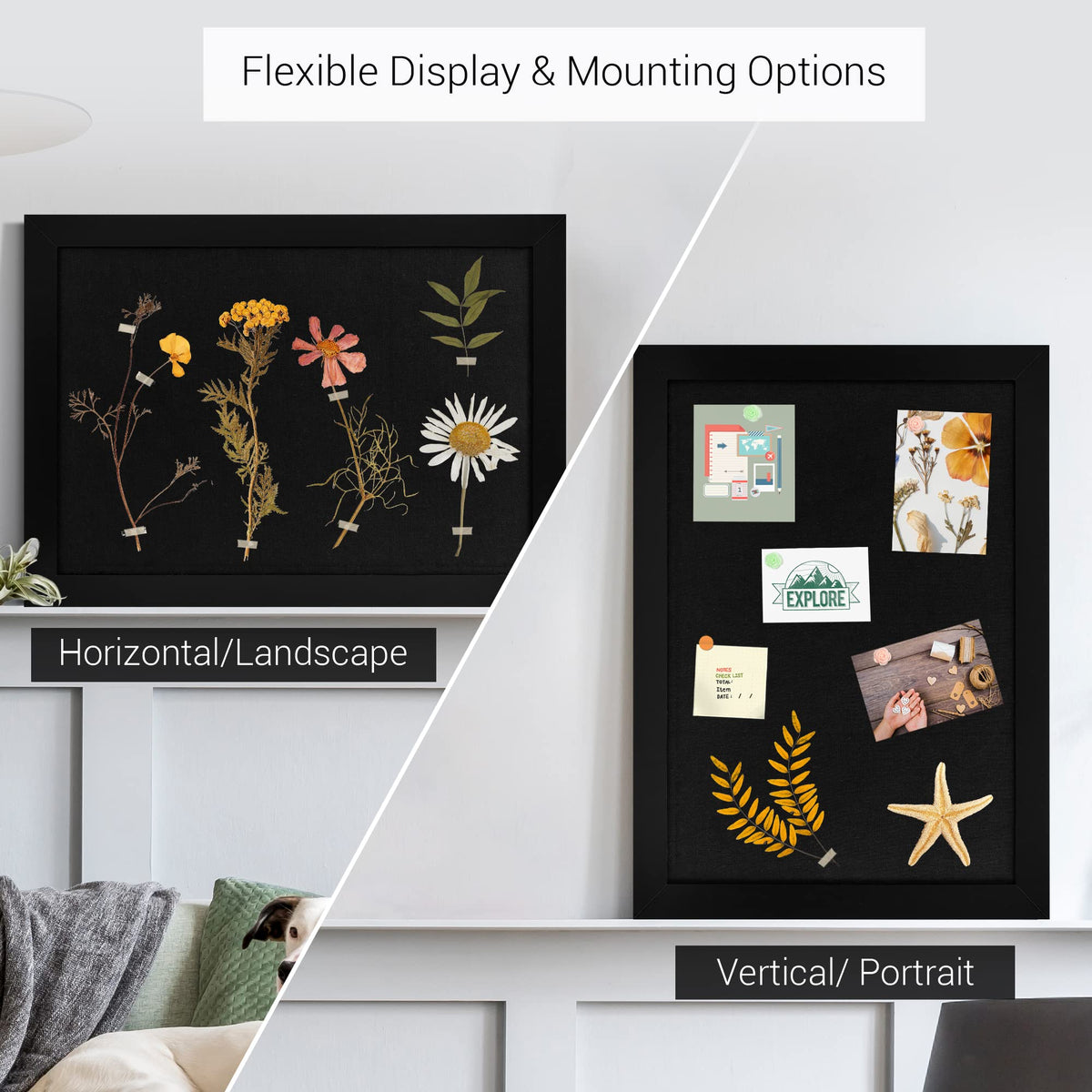 Board2by Black Cork Board Bulletin Board with Linen, Wood Framed 24" x 18" Corkboard, Office Board