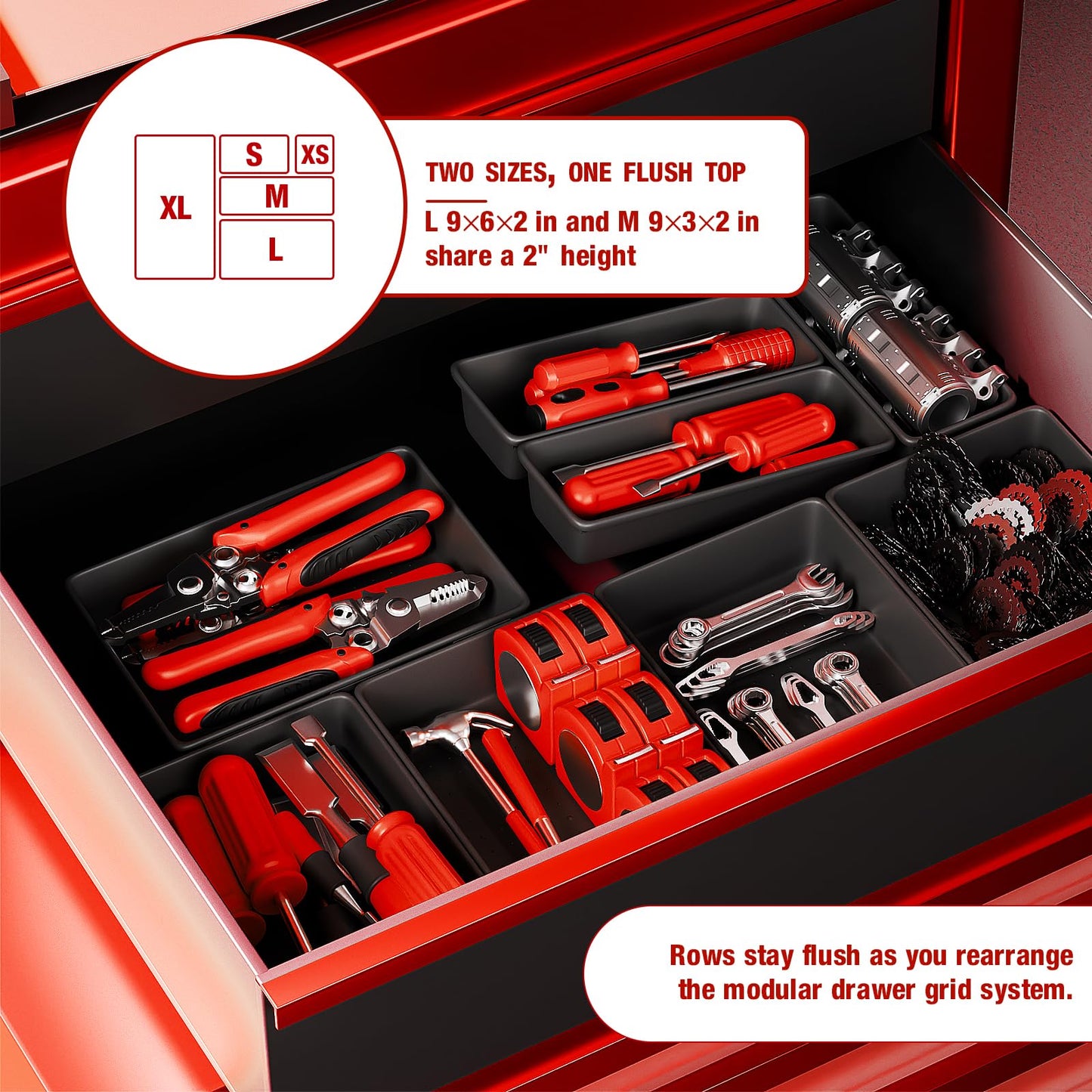 inihpocv 10 PCS Tool Box Drawer Organizers, Large & Medium Tool Trays for Tool Box Organization