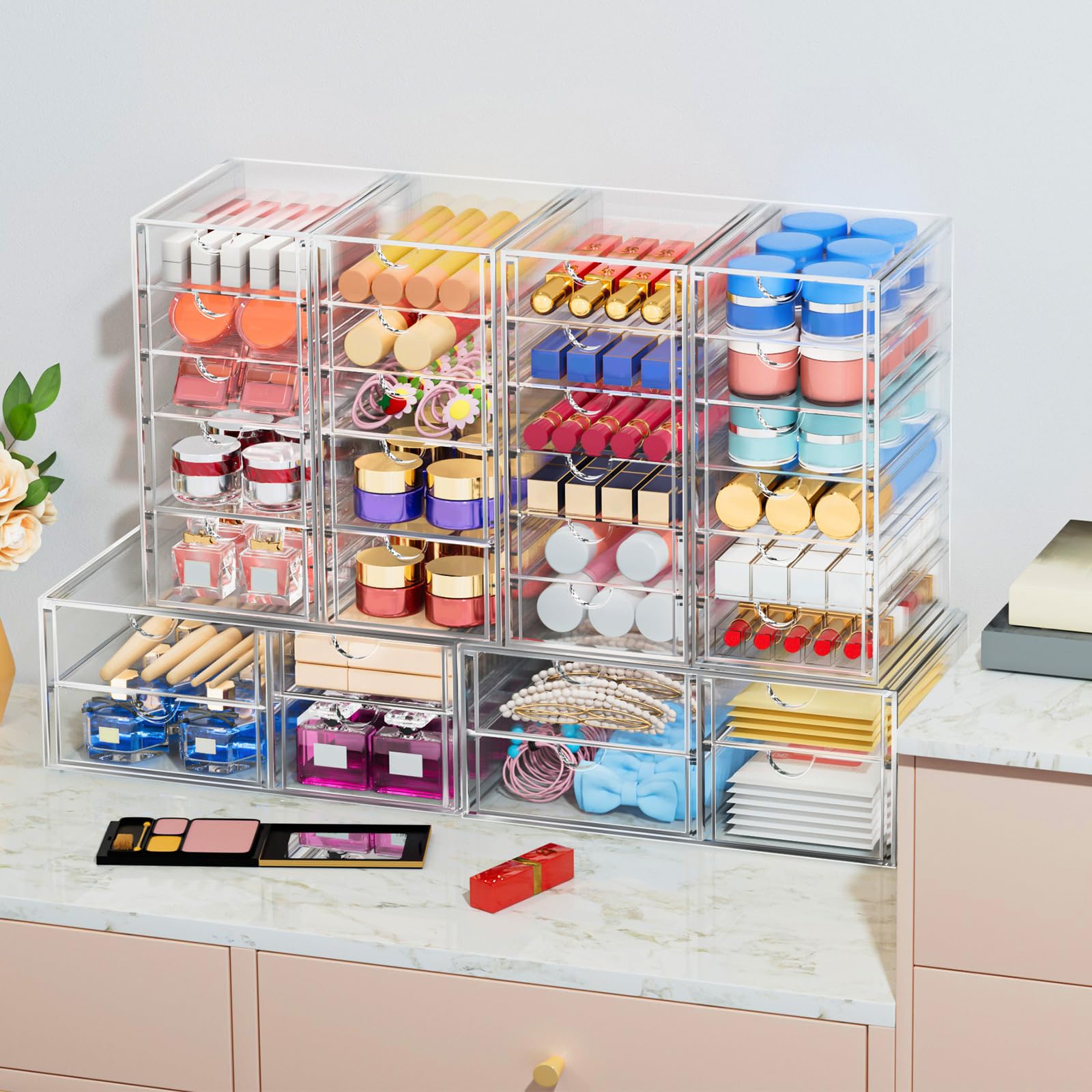 caktraie 30-Drawer Acrylic Storage & Makeup Organizer for Desk