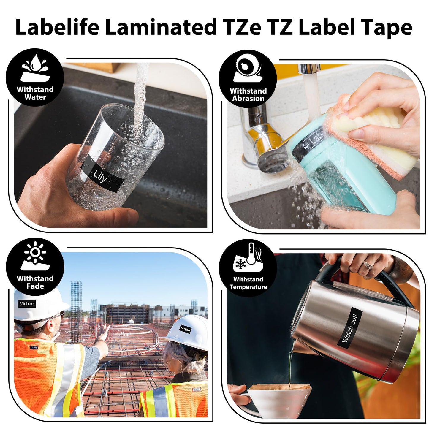 18mm Black Label Tape TZe-345 Replacement for Brother P Touch Label 0.7''