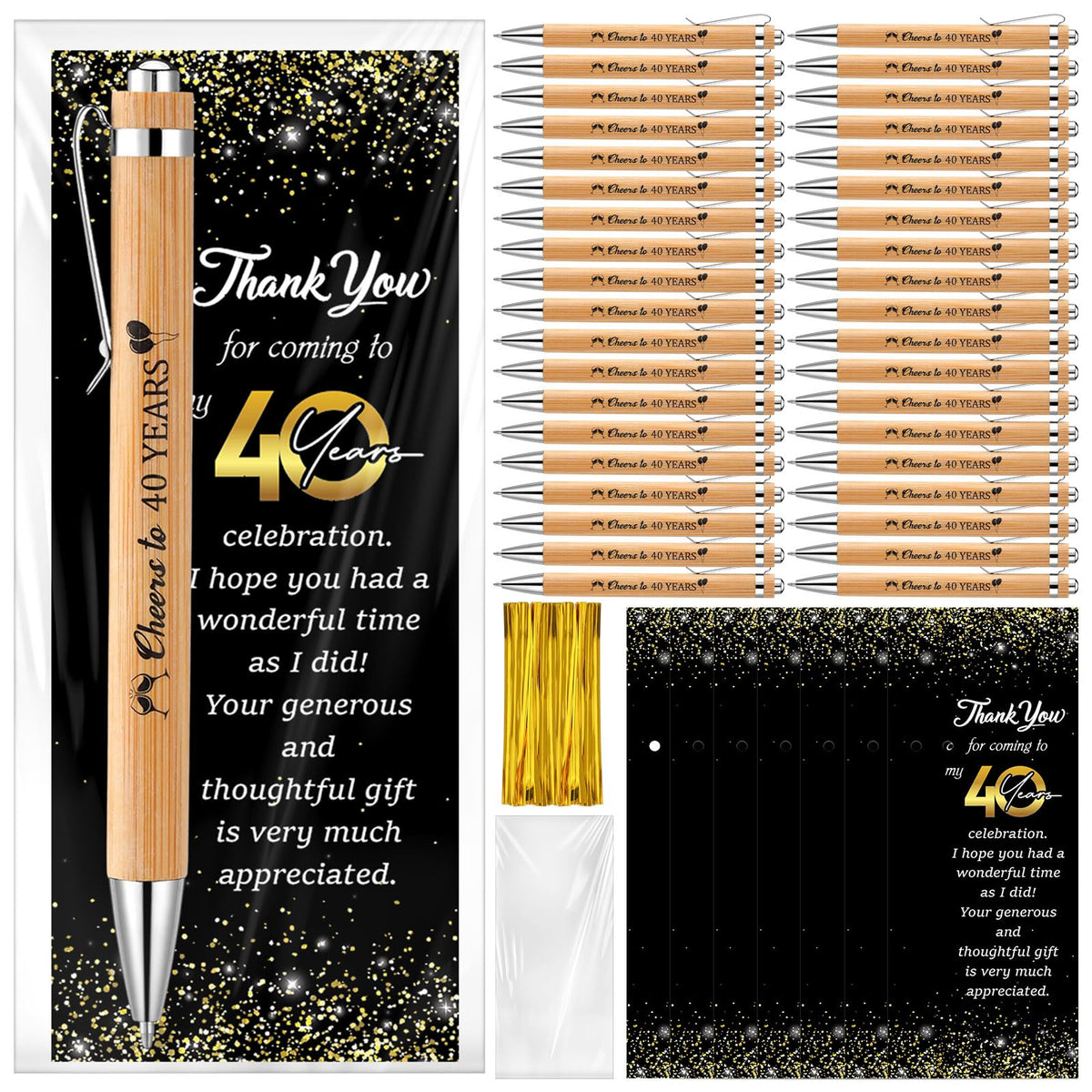 Sayglossy 50 Sets 40th Birthday Party Favors with Pens Andthank You Cards