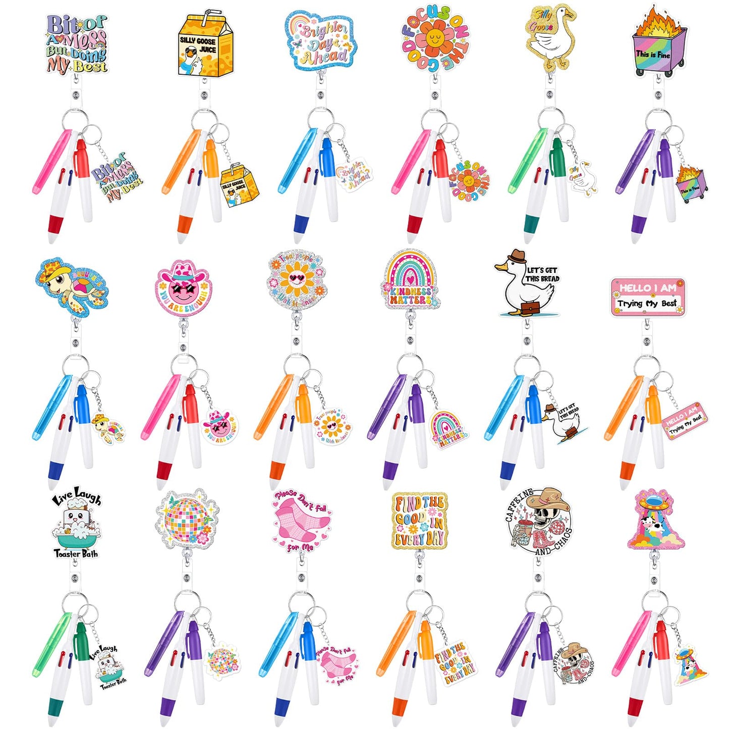 Henoyso Nurse Badge Reel Bulk,108 Pcs,Funny/glitter