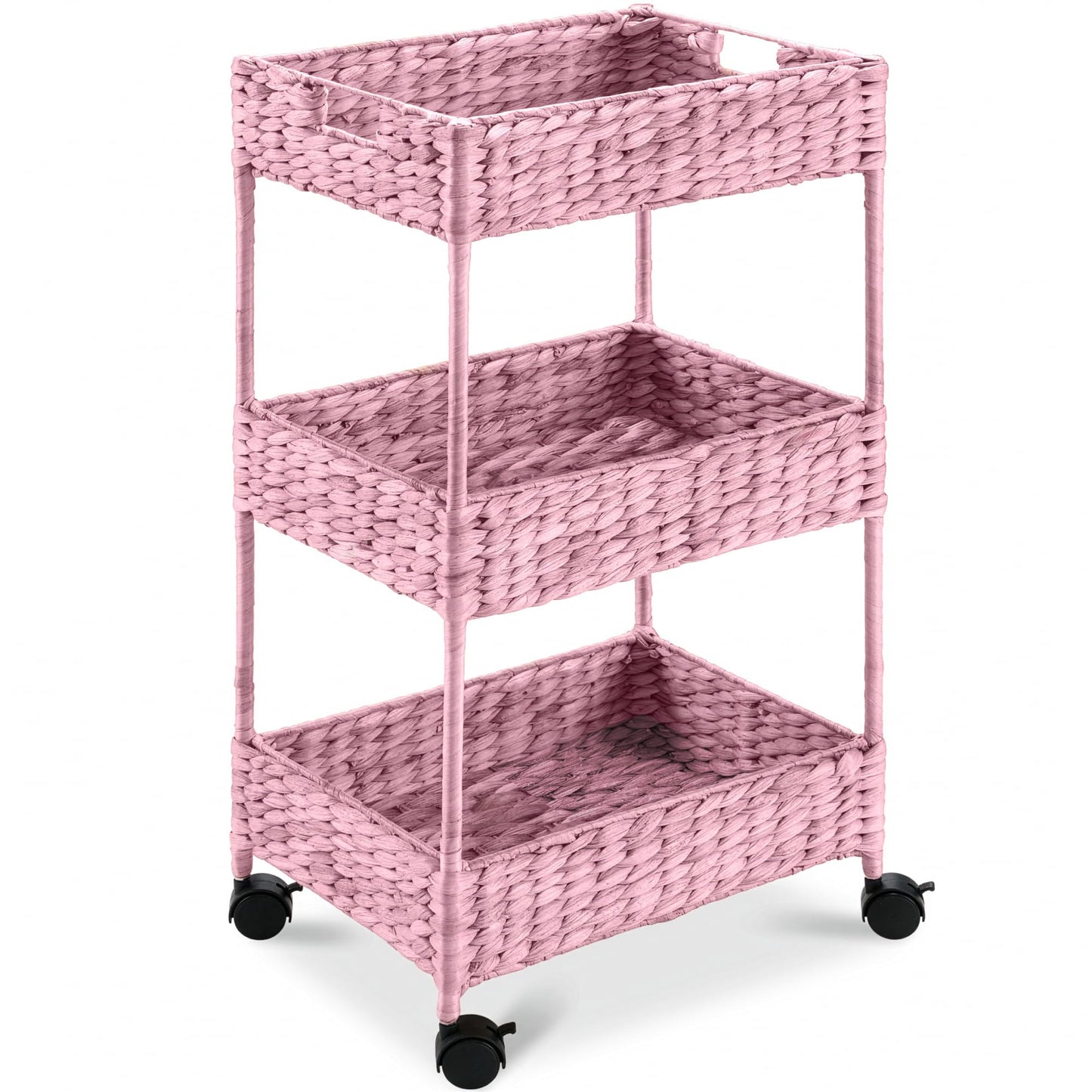 Best Choice Products 3-Tier Water Hyacinth Rolling Nursery Caddy w/Wheels, Utility Cart, Storage