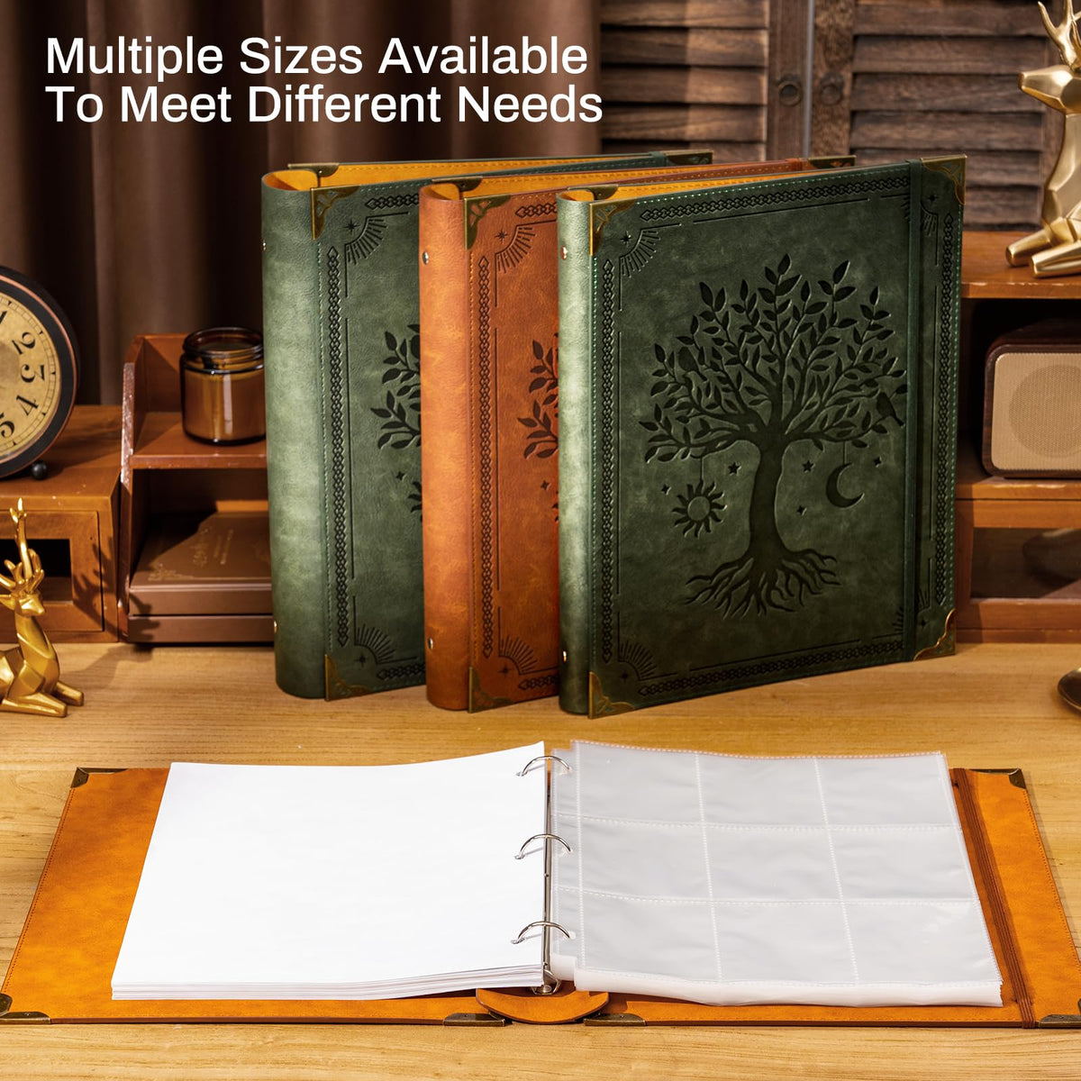 Ovesmusl PU Leather 3 Ring Binder 2 Inch Fits 8.5"x11" Letter Size Paper