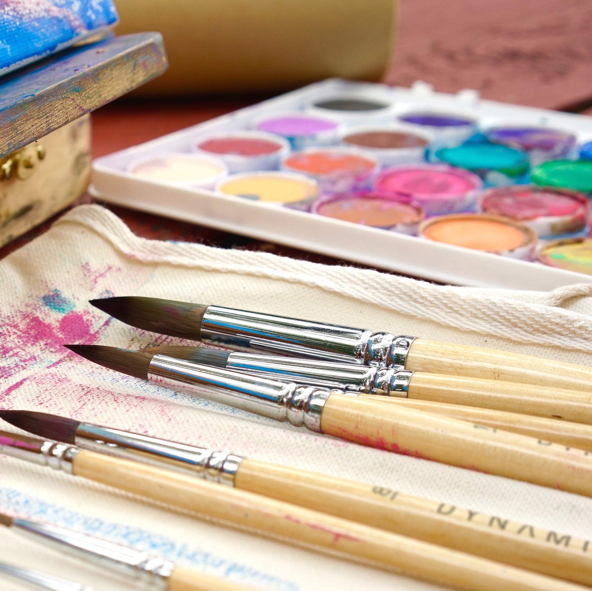 Dynamic Distraction Watercolor Brushes for Painting - Round Water Color Paint Brush Set of 9