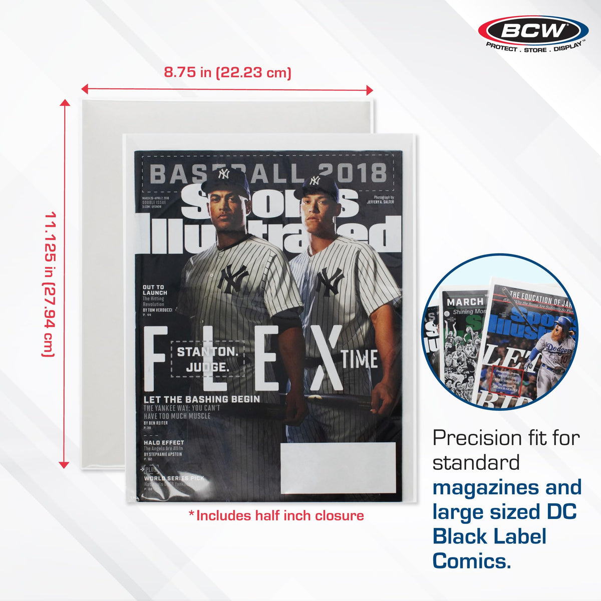 BCW Premade Resealable Magazine Bags and Boards, 8 3/4 x 11 1/8, 25 Sets