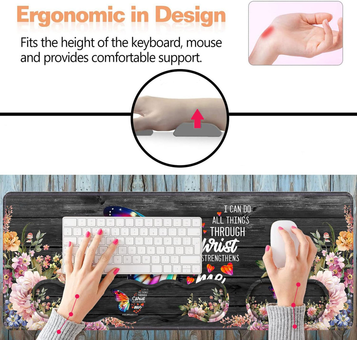 Ergonomic Keyboard Wrist Rest & Mouse Pad Wrist Rest Set, Large XXL Gaming Desk Mat 31.5"x 11.8"