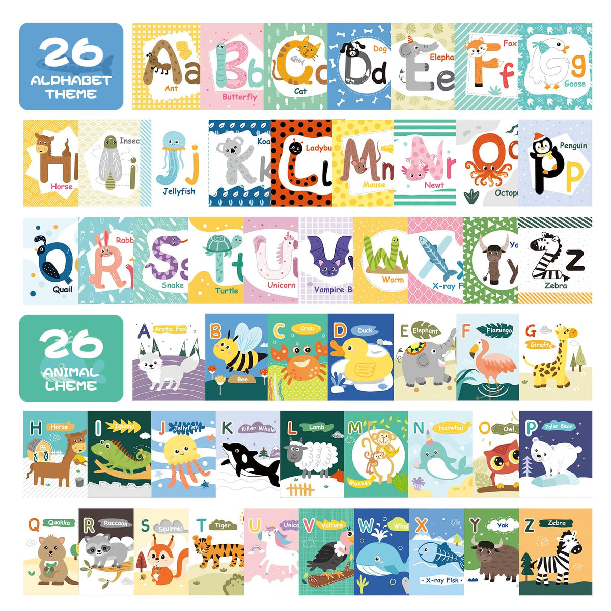 Jollybaby Reusable Soft ABC Alphabet Animal Flash Cards for Baby 0-12 Month