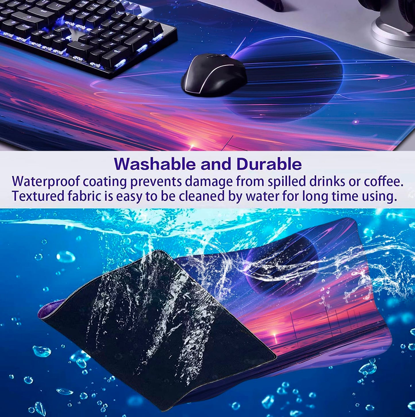 Space Landscape Computer Mouse Pad, XXL Laptop Gaming Mouse Keyboard Pad