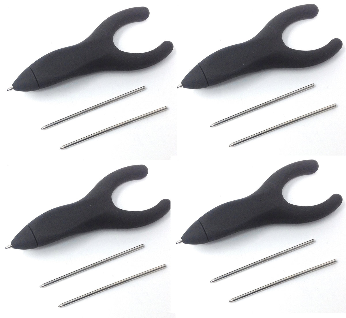 Penagain Ergosof Ballpoint Pen with Black Ink, Set of 4 Pens Individually Packaged with Two Black