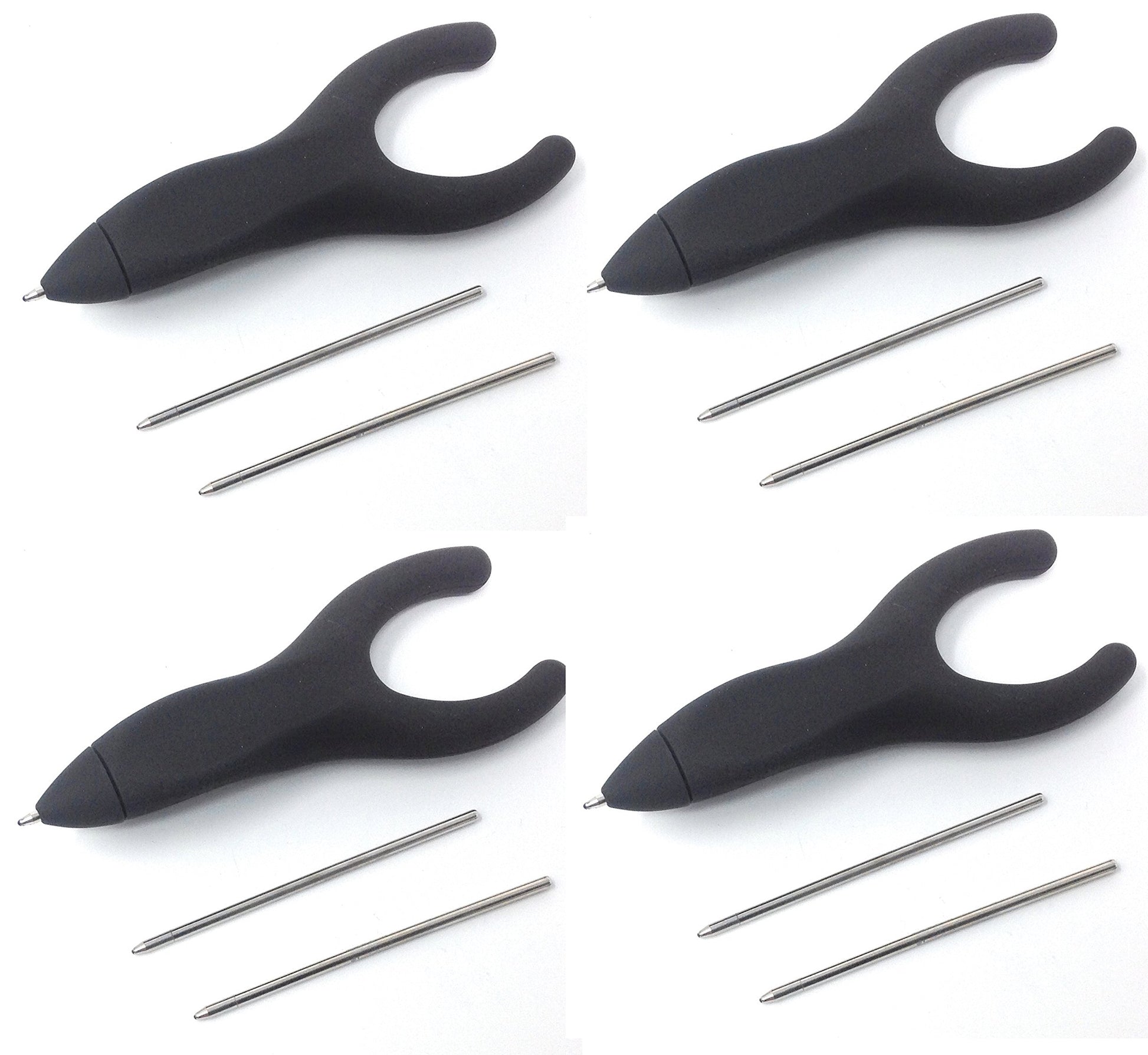 Penagain Ergosof Ballpoint Pen with Black Ink, Set of 4 Pens Individually Packaged with Two Black
