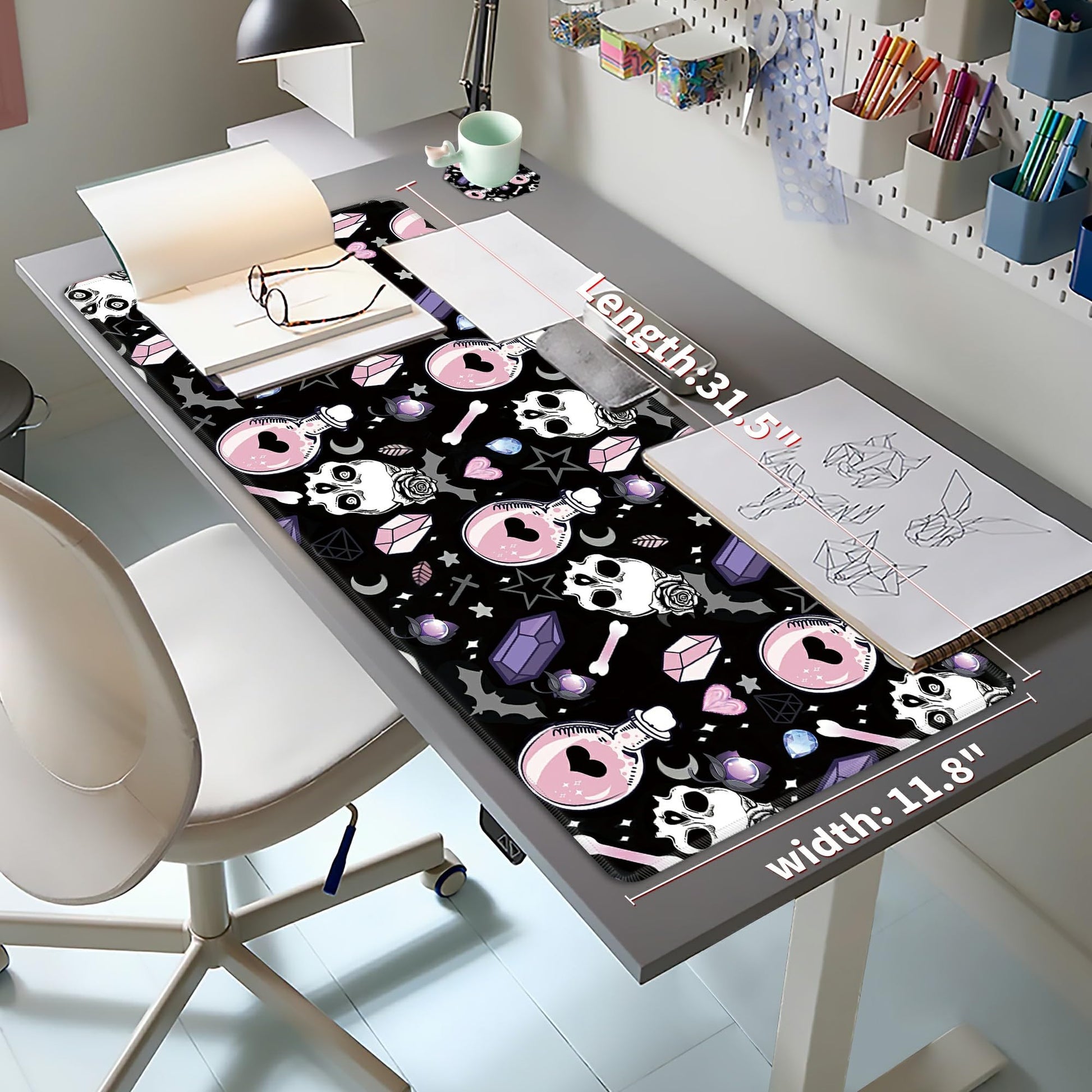 XXL Extended Mouse Pad with Coaster 31.5 x 11.8 Full Desk Mousepad Stitched Edges Pad Extended