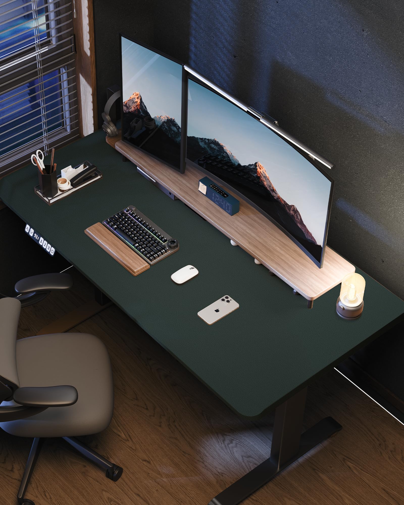 AFIING Large Desk Mat 55" x 24" - PU Leather Desk Pad Protector, Waterproof Non-Slip Extended Mouse