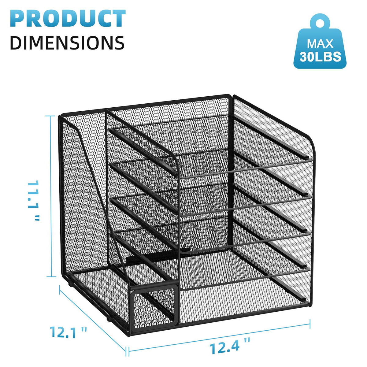 Marbrasse Desk Organizers and Accessories, 5-Tier Paper Letter Tray Organizer with File Holder