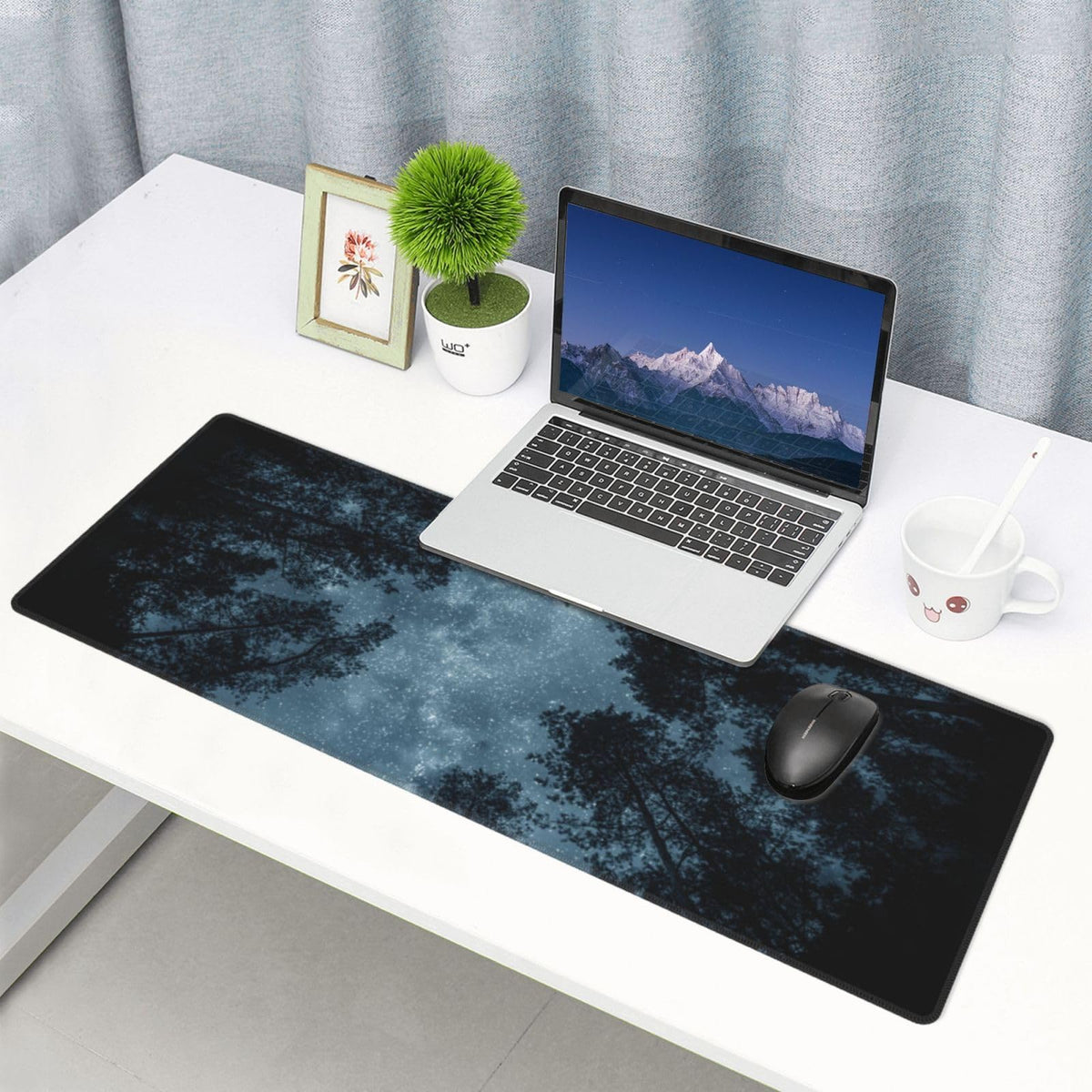 Night Sky Forest Mouse Pad XL Large Mousepad Non Slip Rubber Base Desk Mat for Laptop Computer
