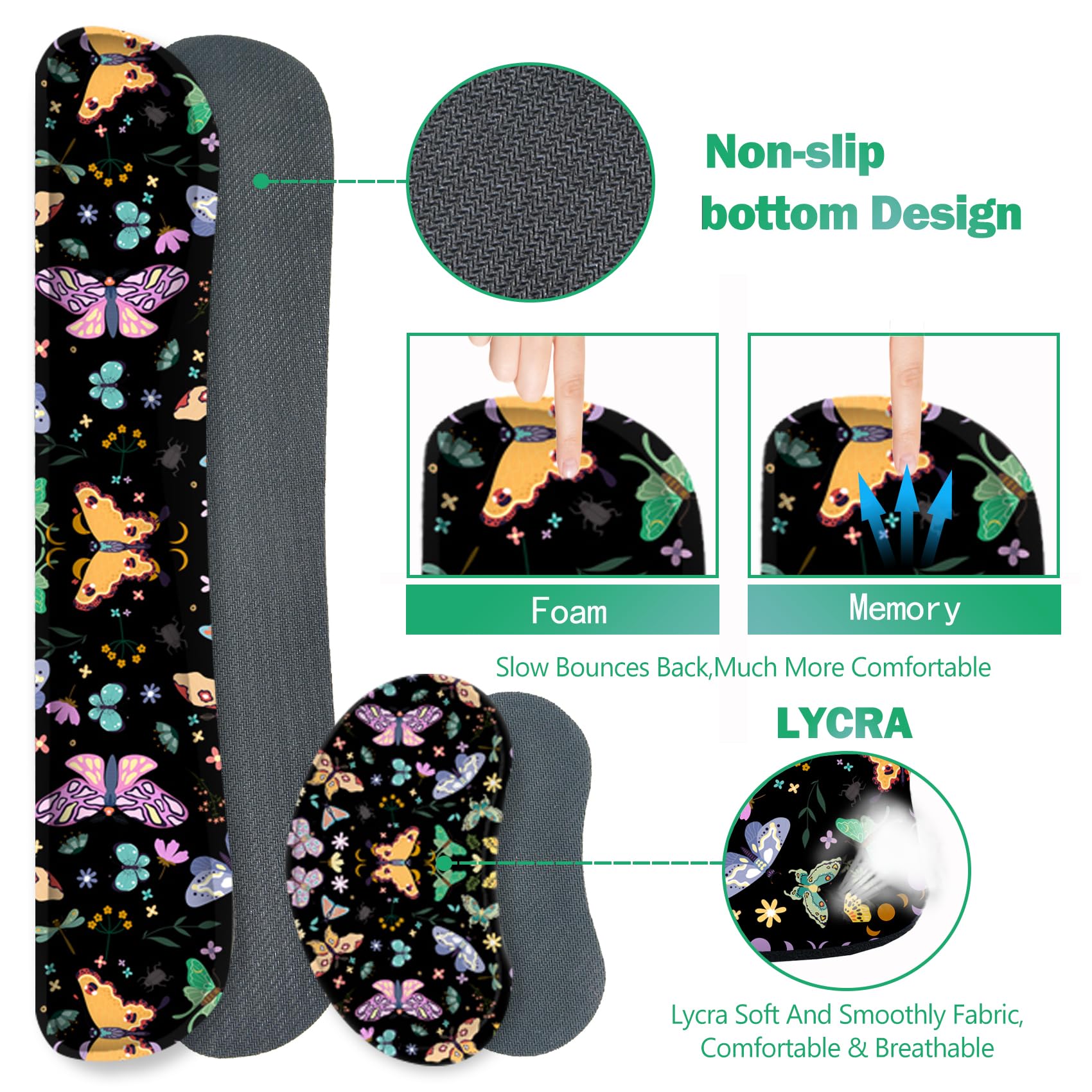 ARTSO Desk Mat Set, Black Butterfly Extended Gaming Mouse Pad with Wrist Rest Support +Keyboard